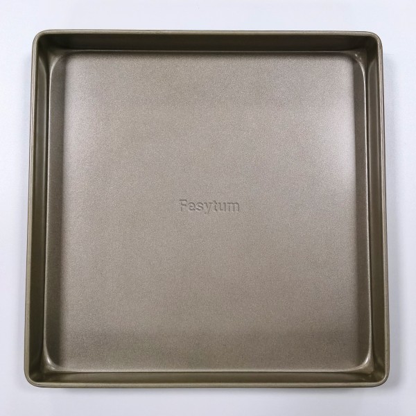 Fesytum Baking Pan, 11x11 Nonstick Gold Cooking Sheet, Square Carbon Steel Cake Pan Cookie Sheet Oven Tray for Kitchen, Bakery, Brownie, Swiss Roll